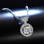 Arihant Silver Plated Crystal Studded Crown inspired Anti Tarnish Solitaire Pendant