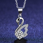 Arihant Silver Plated Crystal Studded Swan inspired Anti Tarnish Pendant