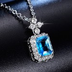 Arihant Silver Plated Crystal Studded Geometrical Blue Stone Anti Tarnish Solitaire Pendant