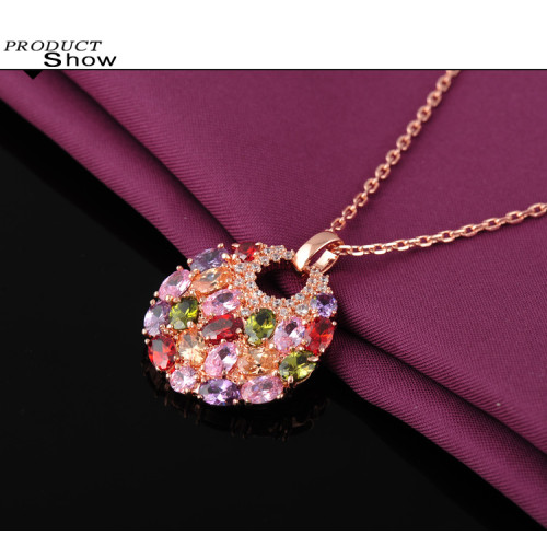 Rose Gold Plated Multicolour Cubic Zirconia Pendan...