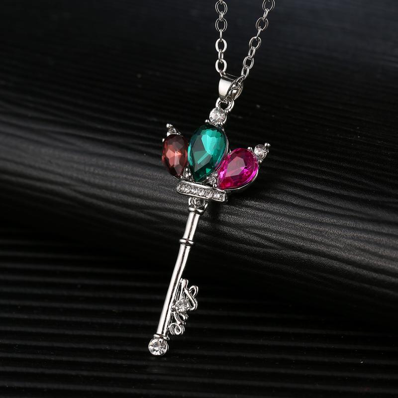 Arihant Multicolor Rhodium Plated CZ Stone Studded Pendant with Chain 2086