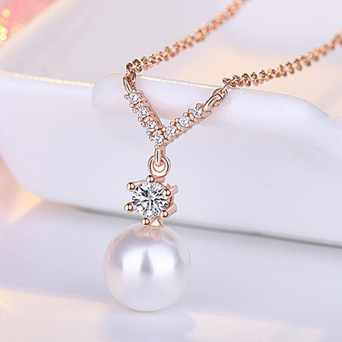 Arihant Rose Gold Plated American Diamond Studded Contemporary Korean Pendant