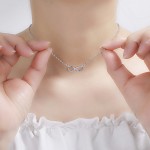 Arihant Silver Plated American Diamond Studded Infinity Shape Korean Pendant