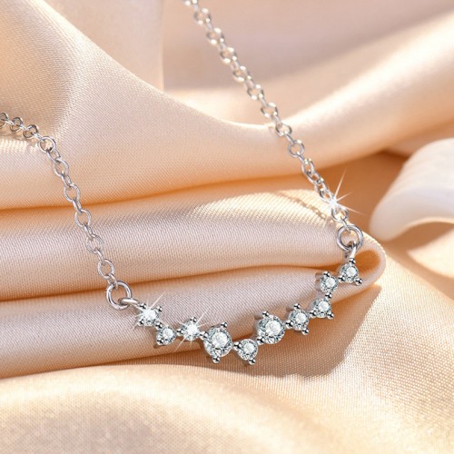 Arihant Silver Plated American Diamond Studded Contemporary Korean Pendant