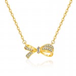 Arihant Gold Plated American Diamond Studded Bow Like Contemporary Korean Pendant
