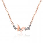 Arihant Rose Gold Plated American Diamond Studded Butterfly Themed Contemporary Pendant