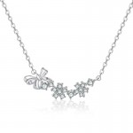 Arihant Silver Plated American Diamond Studded Bow-Tie Themed Contemporary Pendant