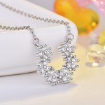 Arihant Silver Plated American Diamond Studded Half Hoop Floral Pendant