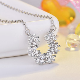 Arihant Silver Plated American Diamond Studded Half Hoop Floral Pendant