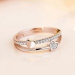 Arihant Adorable American Diamond Heart Designs Rose Gold Plated Adjustable Ring For Women/Girls 5044