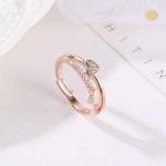 Arihant Adorable American Diamond Heart Designs Rose Gold Plated Adjustable Ring For Women/Girls 5044