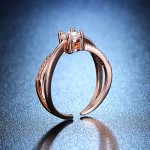 Arihant Rose Gold Plated American Diamond Studded Cross Shape Adjustable Finger Ring