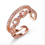 Arihant Rose Gold Plated American Diamond Studded Square Checkered Adjustable Finger Ring