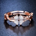 Arihant Rose Gold Plated American Diamond Studded Floral Anti Tarnish Adjustable Finger Ring