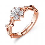 Arihant Rose Gold Plated American Diamond Studded Floral Anti Tarnish Adjustable Finger Ring