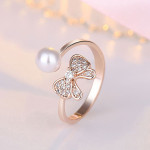 Arihant Rose Gold Plated American Diamond Studded Butterfly Shape Contemporary Finger Ring