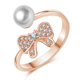 Arihant Rose Gold Plated American Diamond Studded Butterfly Shape Contemporary Finger Ring