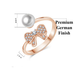 Arihant Rose Gold Plated American Diamond Studded Butterfly Shape Contemporary Finger Ring