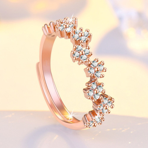 Arihant Rose Gold Plated American Diamond Studded Contemporary Korean Finger Ring