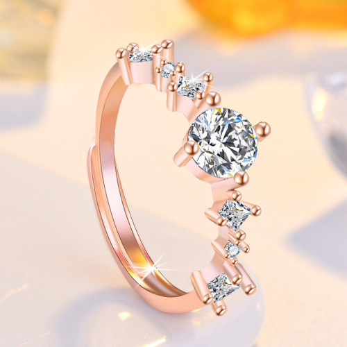 Arihant Rose Gold Plated American Diamond Studded Contemporary Korean Finger Ring