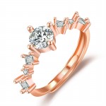 Arihant Rose Gold Plated American Diamond Studded Contemporary Korean Finger Ring