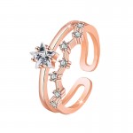 Arihant Rose Gold Plated American Diamond Studded Star Shape Contemporary Korean Finger Ring