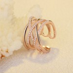 Arihant Rose Gold Plated American Diamond Studded Contemporary Korean Finger Ring