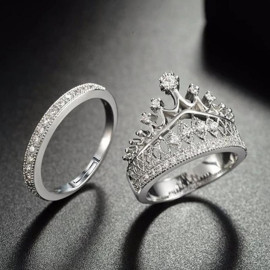 Arihant Amazing AD Crown Inspired Silver Plated Brilliant Ring For Women/Girls 5166