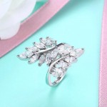Arihant Fascinating Crystal Leaf Design Silver Plated Adjustable Ring For Women/Girls 5168