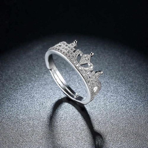 Arihant Amazing Zircon Crown Silver Plated Swanky Adjustable Ring For Women/Girls 5183