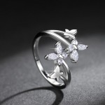 Arihant Elegant Butterfly Crystal Adjustable Ring Jewellery For Women (Silver)