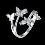 Arihant Elegant Butterfly Crystal Adjustable Ring Jewellery For Women (Silver)