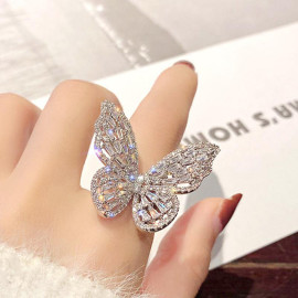 Arihant Silver Plated Butterfly inspired Stone Studded Cocktail Ring
