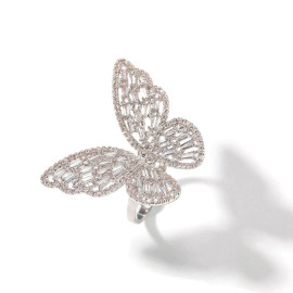 Arihant Silver Plated Butterfly inspired Stone Studded Cocktail Ring