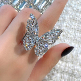 Arihant Silver Plated Butterfly inspired Stone Studded Cocktail Ring