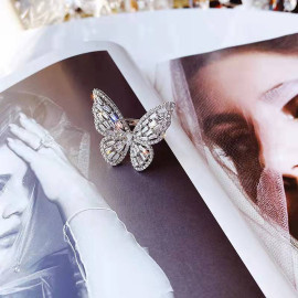 Arihant Silver Plated Butterfly inspired Stone Studded Cocktail Ring