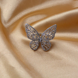 Arihant Silver Plated Butterfly inspired Stone Studded Cocktail Ring