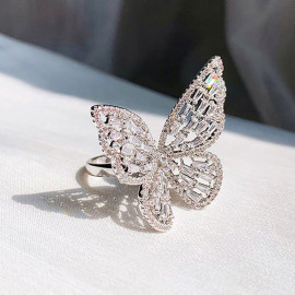 Arihant Silver Plated Butterfly inspired Stone Studded Cocktail Ring