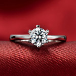 Arihant Silver Plated Crystal Studded Anti Tarnish Solitaire Adjustable Finger Ring