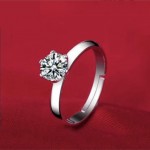 Arihant Silver Plated Crystal Studded Anti Tarnish Solitaire Adjustable Finger Ring