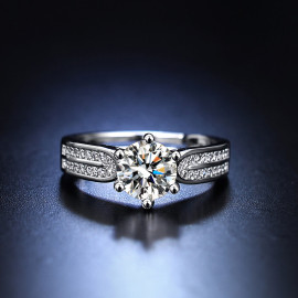 Arihant Silver Plated American Diamond Studded Contemporary Anti Tarnish Adjustable Ring