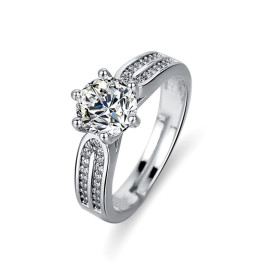 Arihant Silver Plated American Diamond Studded Contemporary Anti Tarnish Adjustable Ring