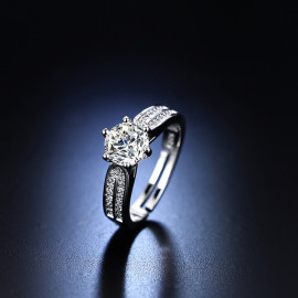 Arihant Silver Plated American Diamond Studded Contemporary Anti Tarnish Adjustable Ring