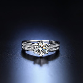 Arihant Silver Plated American Diamond Studded Contemporary Anti Tarnish Adjustable Ring