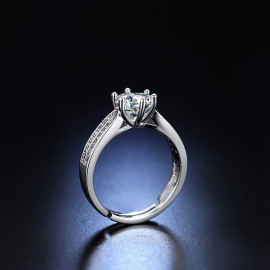 Arihant Silver Plated American Diamond Studded Contemporary Anti Tarnish Adjustable Ring