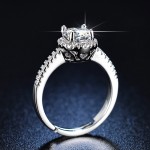 Arihant Silver Plated American Diamond Studded Circular Contemporary Adjustable Finger Ring