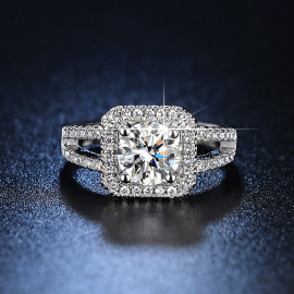 Arihant Silver Plated American Diamond Studded Geometrical Contemporary Solitaire Adjustable Ring