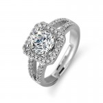 Arihant Silver Plated American Diamond Studded Geometrical Contemporary Solitaire Adjustable Ring