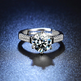 Arihant Silver Plated American Diamond Studded Contemporary Anti Tarnish Solitaire Adjustable Ring