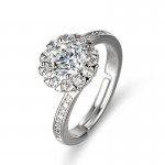 Arihant Silver Plated American Diamond Studded Contemporary Anti Tarnish Solitaire Adjustable Ring